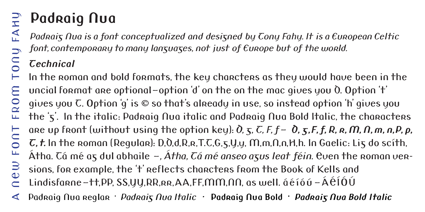 Przykład czcionki Padraig Nua Italic